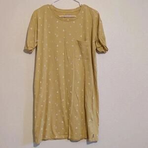 Eddie Bauer yellow‎ floral tee shirt dress size Large